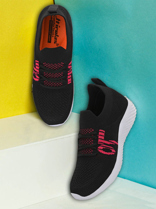 Hirolas® Women Black Casual Running Walking Jogging Gym comfortable Athletic Lace-Up Sports_Shoes (HRLWF08BLK)