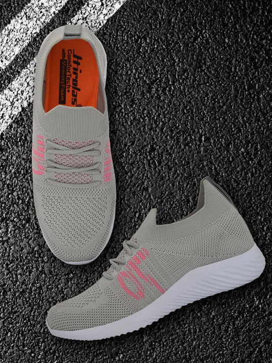 Hirolas® Women Grey Casual Running Walking Jogging Gym comfortable Athletic Lace-Up Sports_Shoes (HRLWF08GRY)