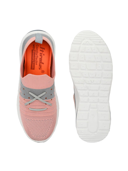 Hirolas® Women Pink Casual Running Walking Jogging Gym comfortable Athletic Lace-Up Sports_Shoes (HRLWF10PNK)