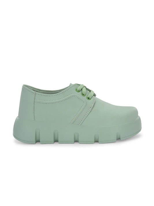 Hirolas® Women Green Chunky Casual Lace-Up Sneaker_Shoes (HRLWF17GRN)