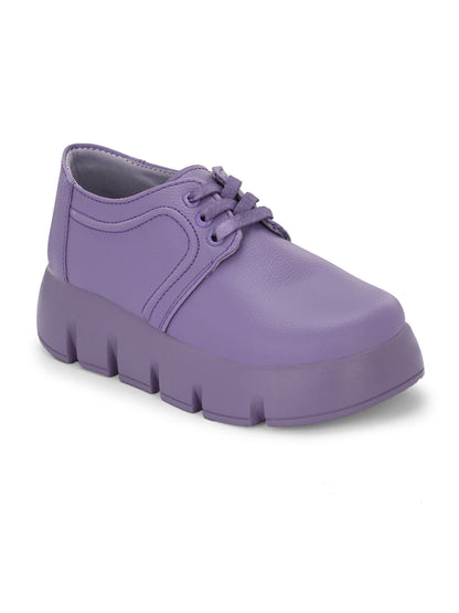 Hirolas® Women's Purple Chunky Casual Lace-Up Sneaker_Shoes (HRLWF17PPL)