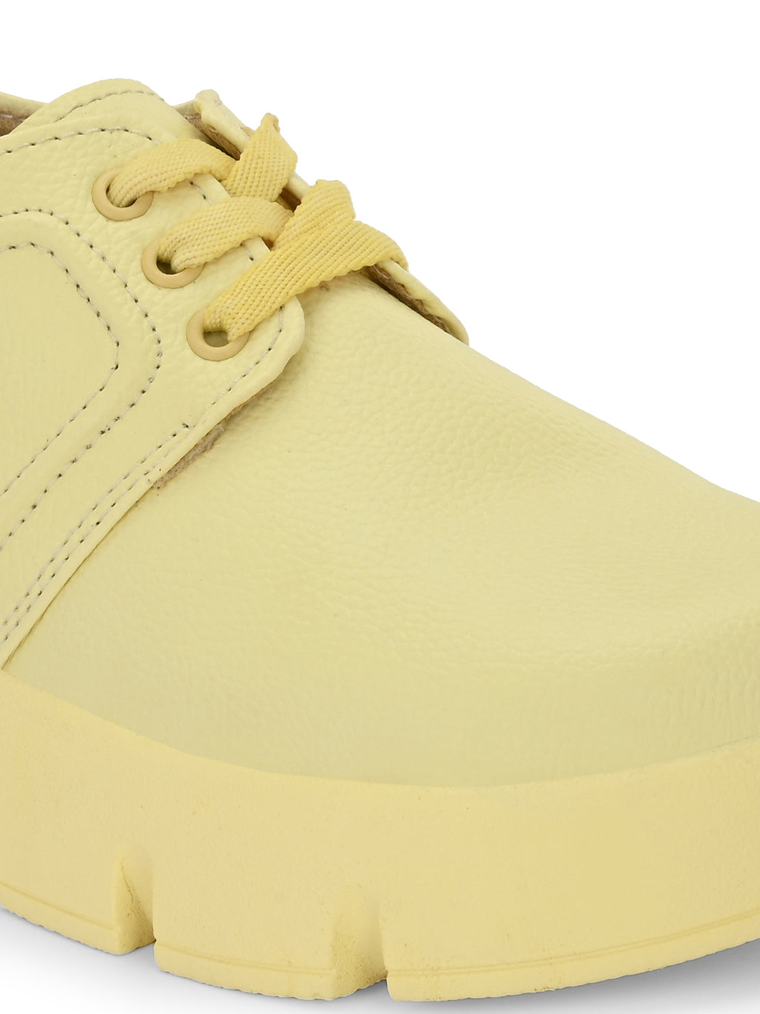 Hirolas® Women's Yellow Chunky Casual Lace-Up Sneaker_Shoes (HRLWF17YLW)