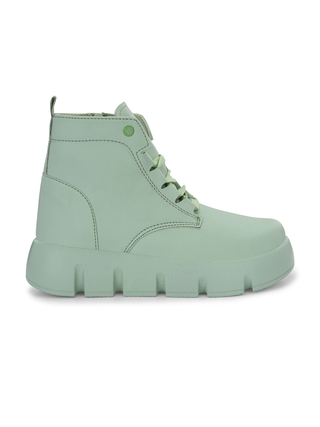 Hirolas® Women Green Chunky Casual Lace-Up Ankle HighBoots (HRLWF18GRN)