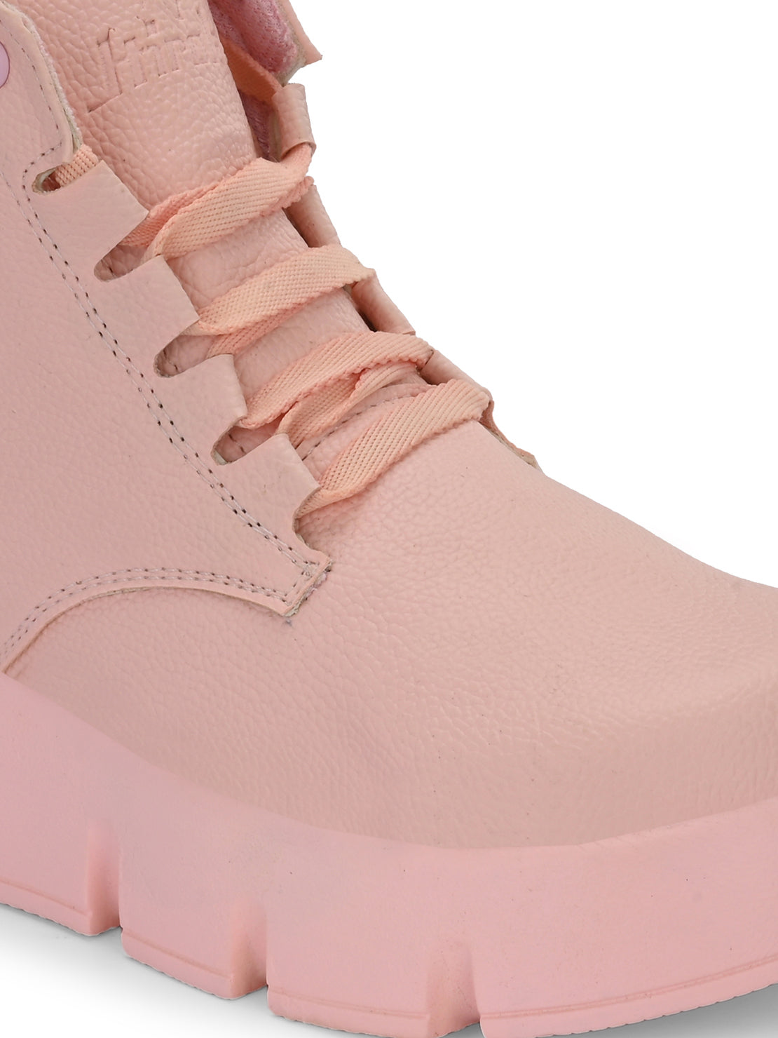 Hirolas® Women Pink Chunky Casual Lace-Up Ankle HighBoots (HRLWF18PNK)