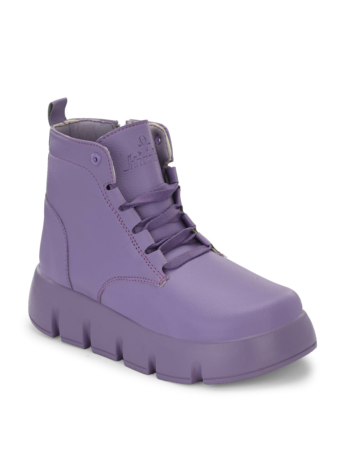 Hirolas® Women Purple Chunky Casual Lace-Up Ankle HighBoots (HRLWF18PPL)