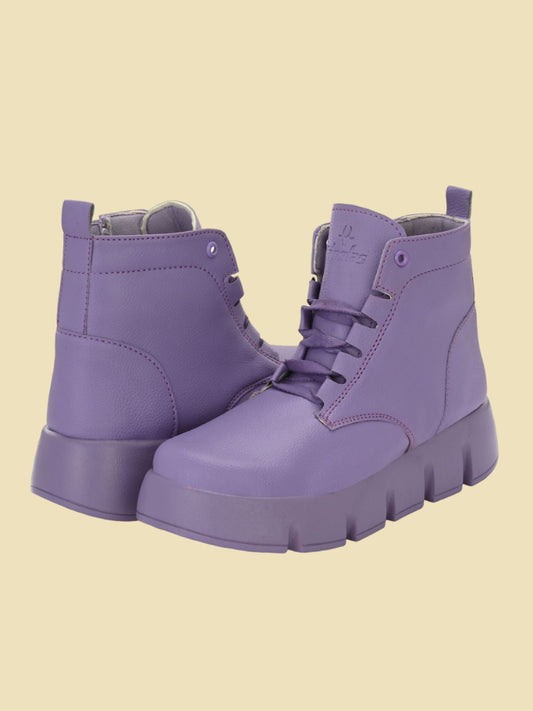 Hirolas® Women Purple Chunky Casual Lace-Up Ankle HighBoots (HRLWF18PPL)