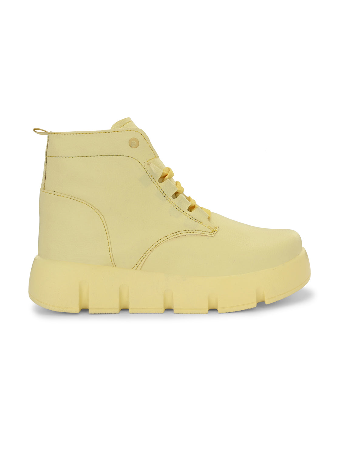 Hirolas® Women Yellow Chunky Casual Lace-Up Ankle HighBoots (HRLWF18YLW)