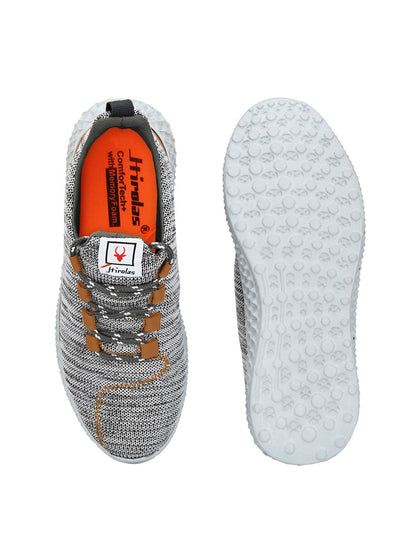 Hirolas® Men's Grey Mesh Running/Walking/Gym Lace Up Sneaker Sport Shoes (HRL2026GRY)