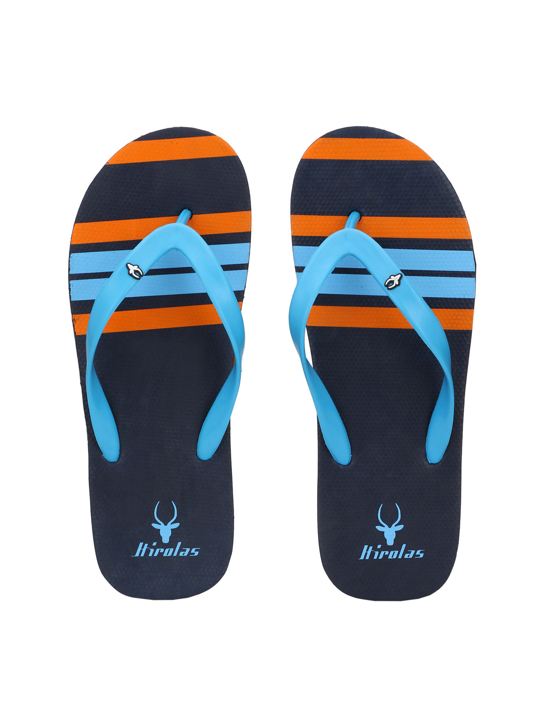 Hirolas® Men's Blue Printed Thong Flip-Flops (HROBF04BUO)