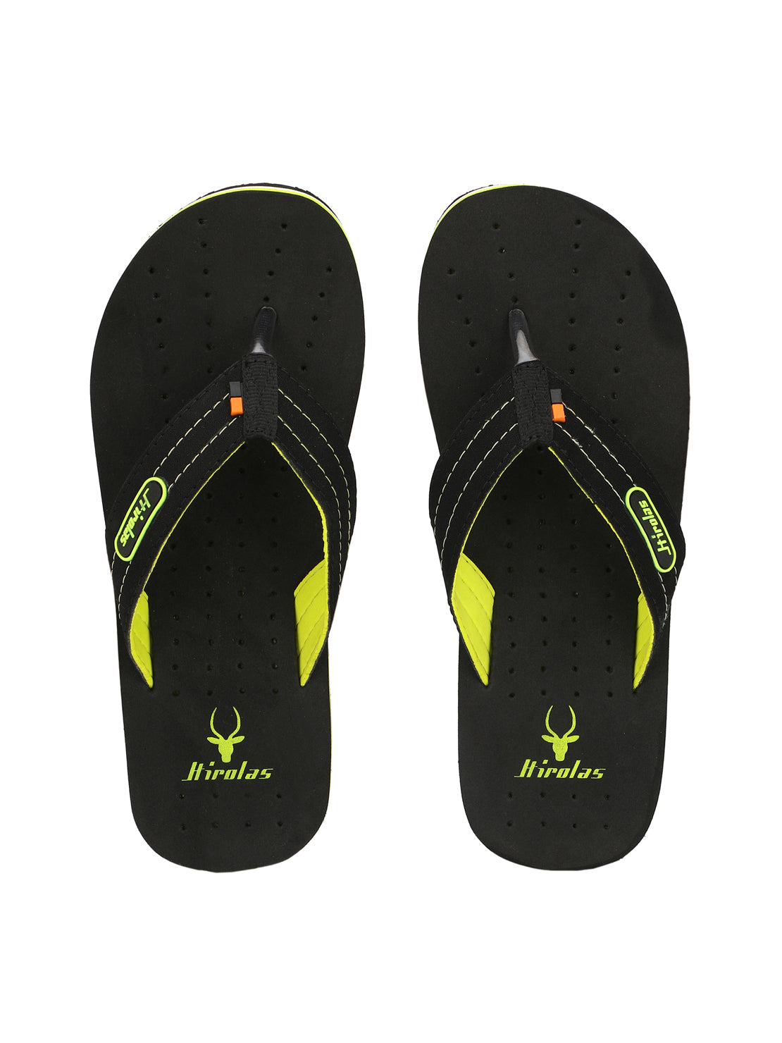 Hirolas® Men's Black Perforated Anti-sweat Flip-Flops (HROFF01BKG)