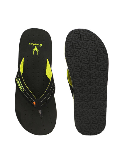 Hirolas® Men's Black Perforated Anti-sweat Flip-Flops (HROFF01BKG)