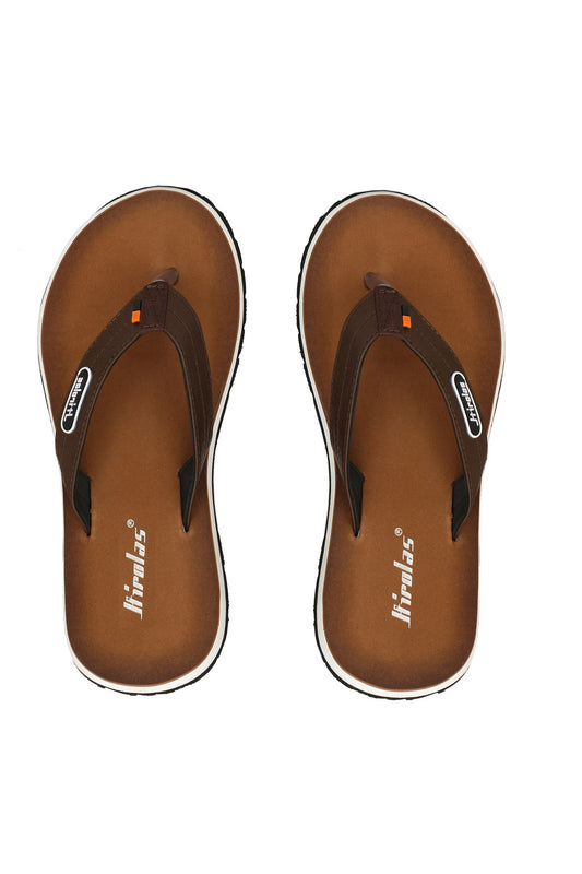 Hirolas® Men's Brown Fabrication Flip-Flops (HROFF03BRN)