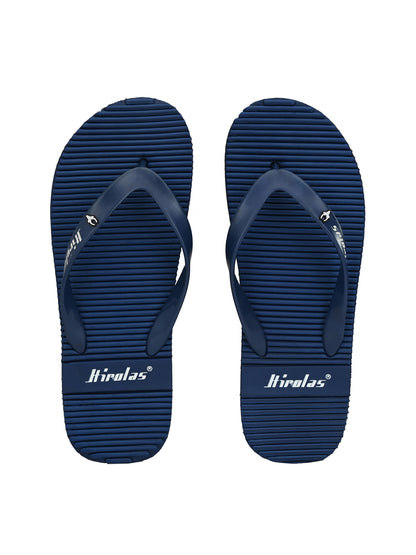 Hirolas® Men's Blue Embossed Thong Flip-Flops (HROFF09BLU)