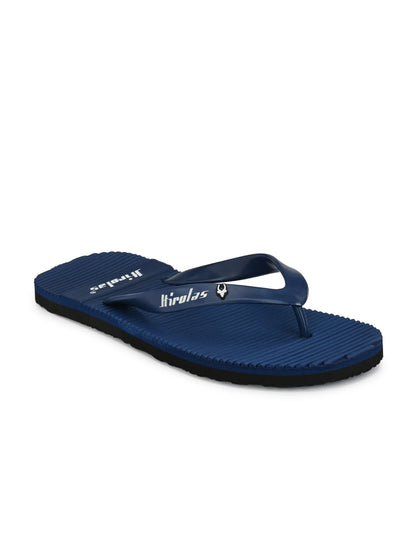 Hirolas® Men's Blue Embossed Thong Flip-Flops (HROFF09BLU)