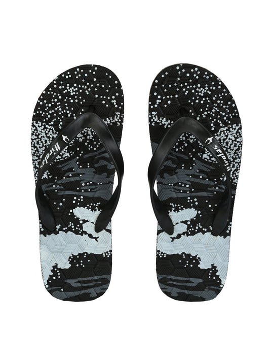 Hirolas® Men's Printed Black Thong Flip-Flops (HROFF11BLG)