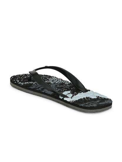 Hirolas® Men's Printed Black Thong Flip-Flops (HROFF11BLG)