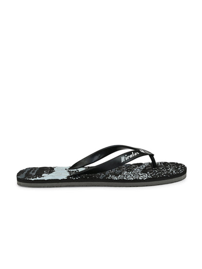 Hirolas® Men's Printed Black Thong Flip-Flops (HROFF11BLG)