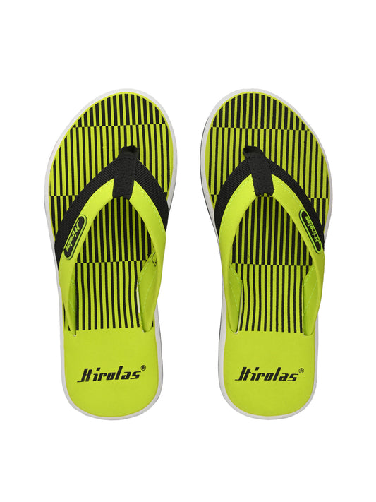 Hirolas® Men's Green Fabrication Combortable Flip-Flops (HROFF12GRN)