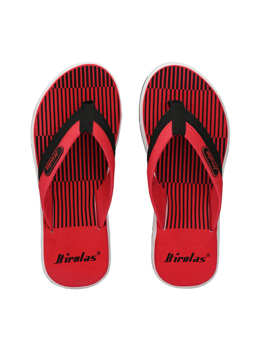 Hirolas® Men's Red Fabrication Combortable Flip-Flops (HROFF12RED)