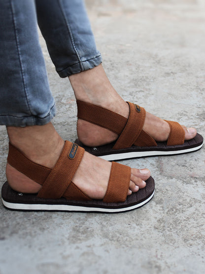 Hirolas® Men's Trendy Ealsticated Tan Comfortable Sandal (HROFF14TAN)