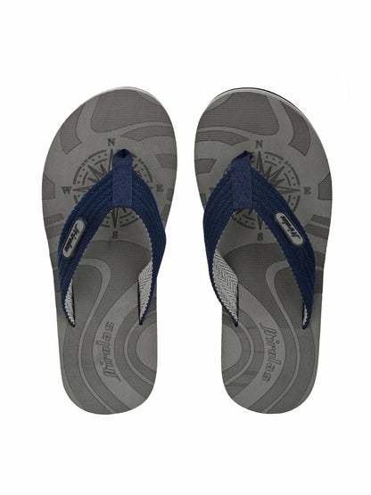 Hirolas® Men's Grey Fabrication Laser Design Flip-Flops (HROFF15GRY)