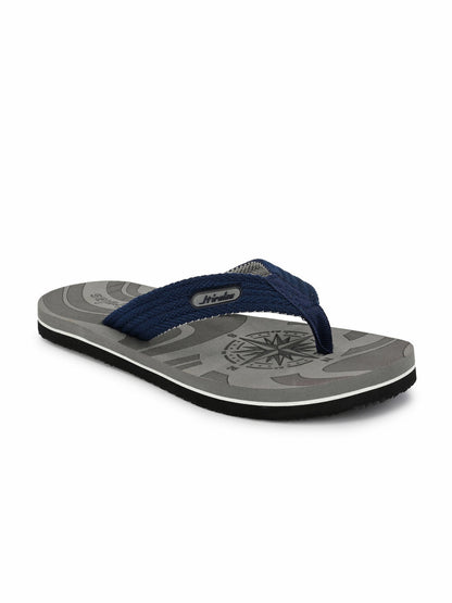 Hirolas® Men's Grey Fabrication Laser Design Flip-Flops (HROFF15GRY)