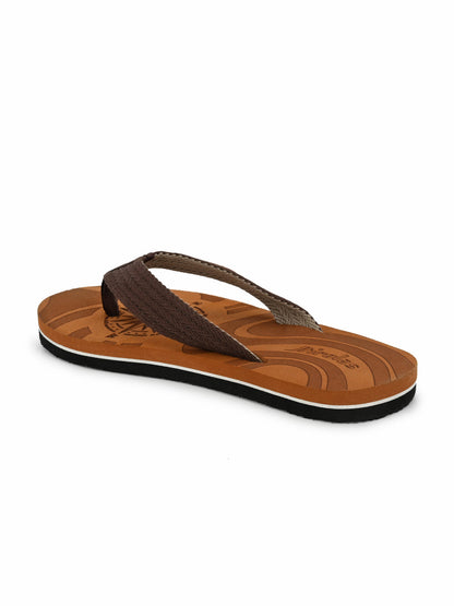 Hirolas® Men's Tan Fabrication Laser Design Flip-Flops (HROFF15TAN)