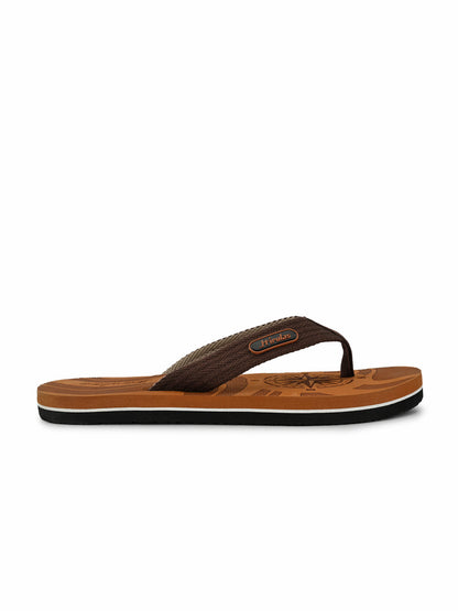 Hirolas® Men's Tan Fabrication Laser Design Flip-Flops (HROFF15TAN)