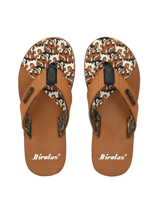 Hirolas® Men's Tan Fabrication Flip-Flops (HROFF17TAN)