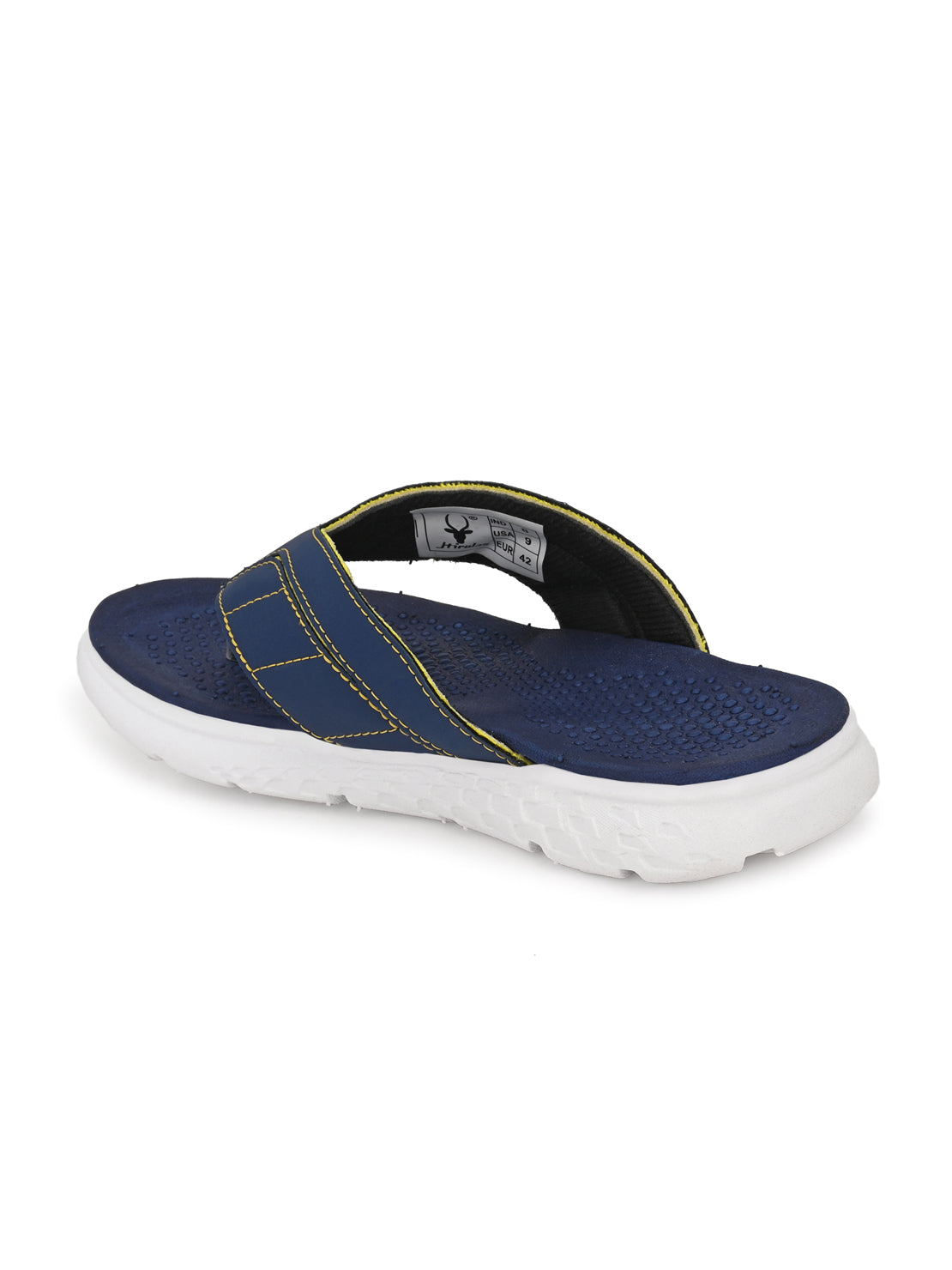 Hirolas® Men's Blue/Yellow CLOUDWALK | Comfortable | Ultra-Soft | Light-Weight | Shock Absorbent | Bounce Back Technology | Water-Resistant Slippers (HROFF24BUY)