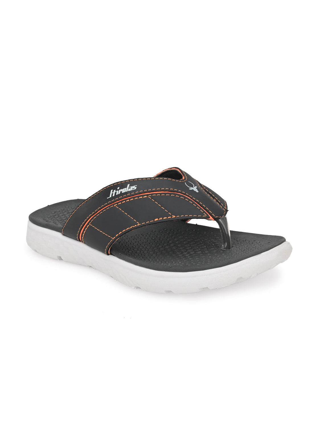 Hirolas® Men's Grey/Orange CLOUDWALK | Comfortable | Ultra-Soft | Light-Weight | Shock Absorbent | Bounce Back Technology | Water-Resistant Slippers (HROFF24GRO)