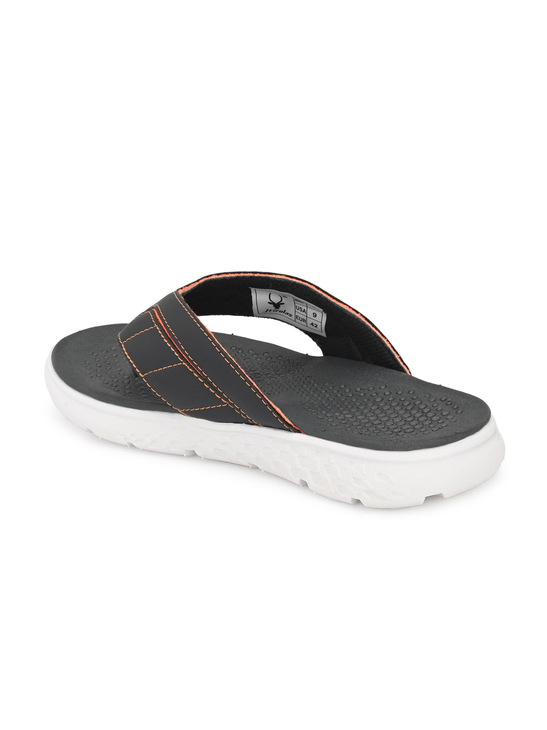 Hirolas® Men's Grey/Orange CLOUDWALK | Comfortable | Ultra-Soft | Light-Weight | Shock Absorbent | Bounce Back Technology | Water-Resistant Slippers (HROFF24GRO)