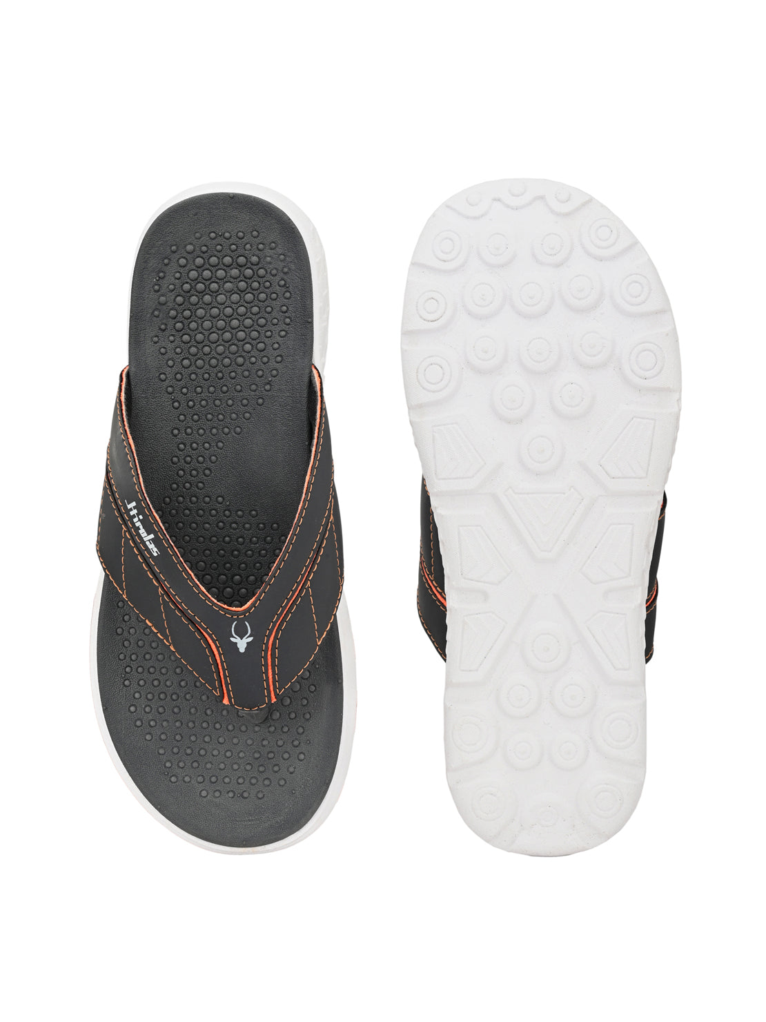 Hirolas® Men's Grey/Orange CLOUDWALK | Comfortable | Ultra-Soft | Light-Weight | Shock Absorbent | Bounce Back Technology | Water-Resistant Slippers (HROFF24GRO)