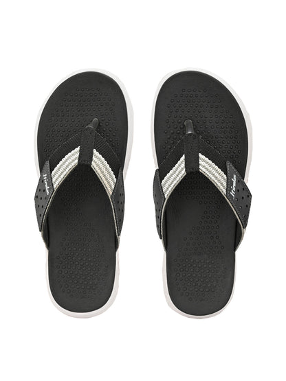 Hirolas® Men's Black/Grey CLOUDWALK | Comfortable | Ultra-Soft | Light-Weight | Shock Absorbent | Bounce Back Technology | Water-Resistant Slippers (HROFF25BLG)