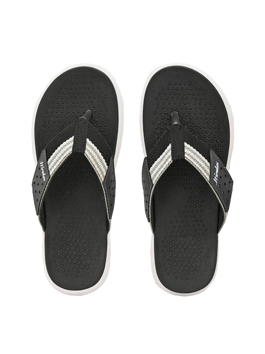 Hirolas® Men's Black/Grey CLOUDWALK | Comfortable | Ultra-Soft | Light-Weight | Shock Absorbent | Bounce Back Technology | Water-Resistant Slippers (HROFF25BLG)
