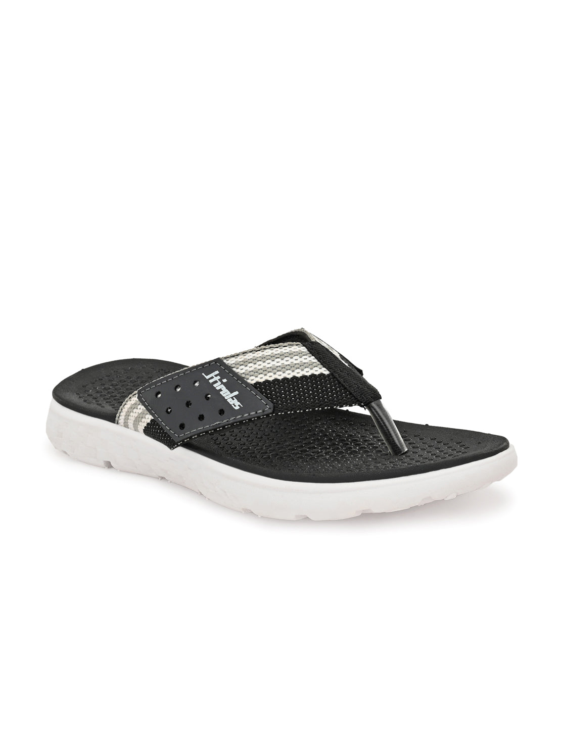 Hirolas® Men's Black/Grey CLOUDWALK | Comfortable | Ultra-Soft | Light-Weight | Shock Absorbent | Bounce Back Technology | Water-Resistant Slippers (HROFF25BLG)