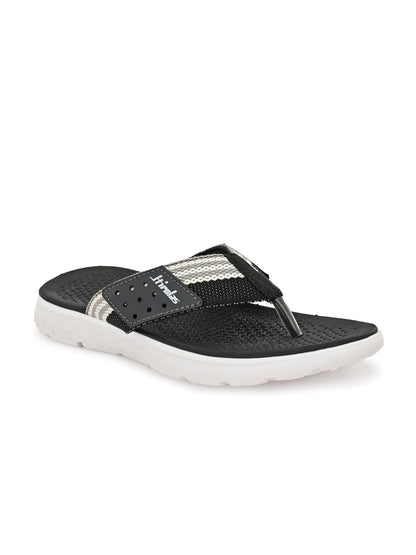 Hirolas® Men's Black/Grey CLOUDWALK | Comfortable | Ultra-Soft | Light-Weight | Shock Absorbent | Bounce Back Technology | Water-Resistant Slippers (HROFF25BLG)