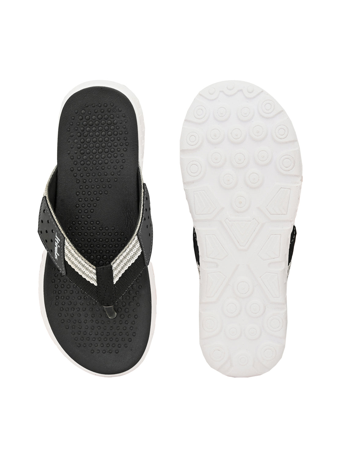 Hirolas® Men's Black/Grey CLOUDWALK | Comfortable | Ultra-Soft | Light-Weight | Shock Absorbent | Bounce Back Technology | Water-Resistant Slippers (HROFF25BLG)