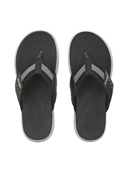 Hirolas® Men's Black/Grey CLOUDWALK | Comfortable | Ultra-Soft | Light-Weight | Shock Absorbent | Bounce Back Technology | Water-Resistant Slippers (HROFF25BLK)