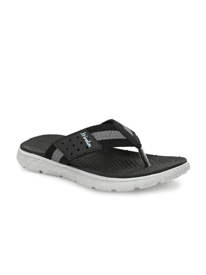 Hirolas® Men's Black/Grey CLOUDWALK | Comfortable | Ultra-Soft | Light-Weight | Shock Absorbent | Bounce Back Technology | Water-Resistant Slippers (HROFF25BLK)
