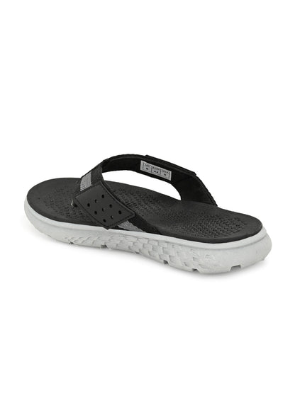 Hirolas® Men's Black/Grey CLOUDWALK | Comfortable | Ultra-Soft | Light-Weight | Shock Absorbent | Bounce Back Technology | Water-Resistant Slippers (HROFF25BLK)