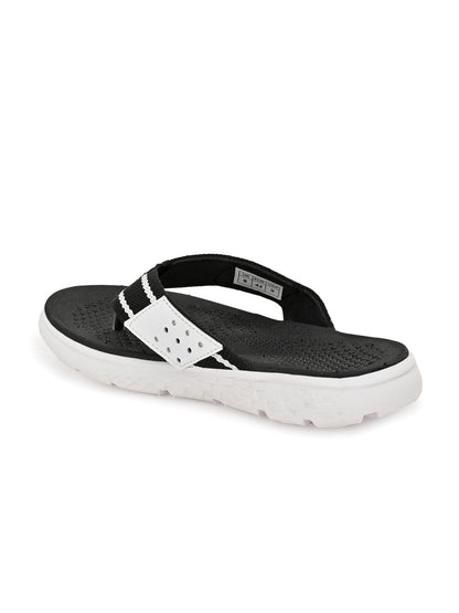 Hirolas® Men's Black/White CLOUDWALK | Comfortable | Ultra-Soft | Light-Weight | Shock Absorbent | Bounce Back Technology | Water-Resistant Slippers (HROFF25BLW)