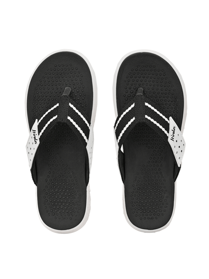 Hirolas® Men's Black/White CLOUDWALK | Comfortable | Ultra-Soft | Light-Weight | Shock Absorbent | Bounce Back Technology | Water-Resistant Slippers (HROFF25BLW)
