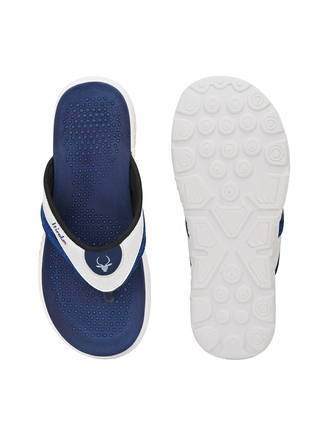 Hirolas® Men's White/Blue CLOUDWALK | Comfortable | Ultra-Soft | Light-Weight | Shock Absorbent | Bounce Back Technology | Water-Resistant Slippers (HROFF27WTB)
