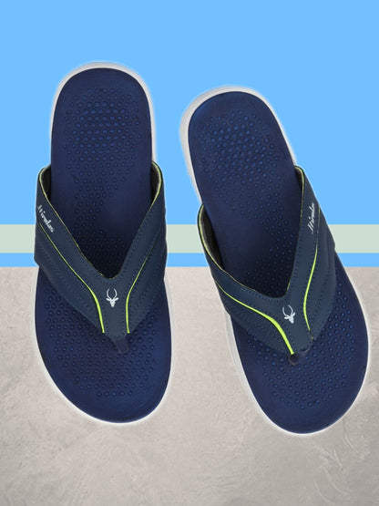 Hirolas® Men's Blue/Green CLOUDWALK | Comfortable | Ultra-Soft | Light-Weight | Shock Absorbent | Bounce Back Technology | Water-Resistant Slippers (HROFF30BUG)