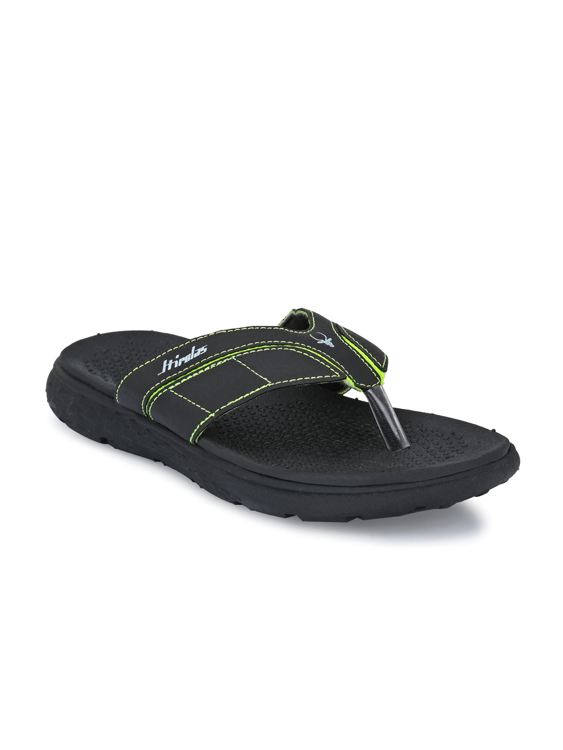 Hirolas® Men's Black/Green CLOUDWALK | Comfortable | Ultra-Soft | Light-Weight | Shock Absorbent | Bounce Back Technology | Water-Resistant Slippers (HROFF31BLG)