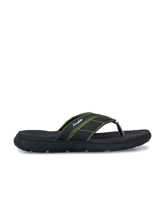 Hirolas Men's Black/Green CLOUDWALK | Comfortable | Ultra-Soft | Light-Weight | Shock Absorbent | Bounce Back Technology | Water-Resistant Slippers (HROFF31BLG)