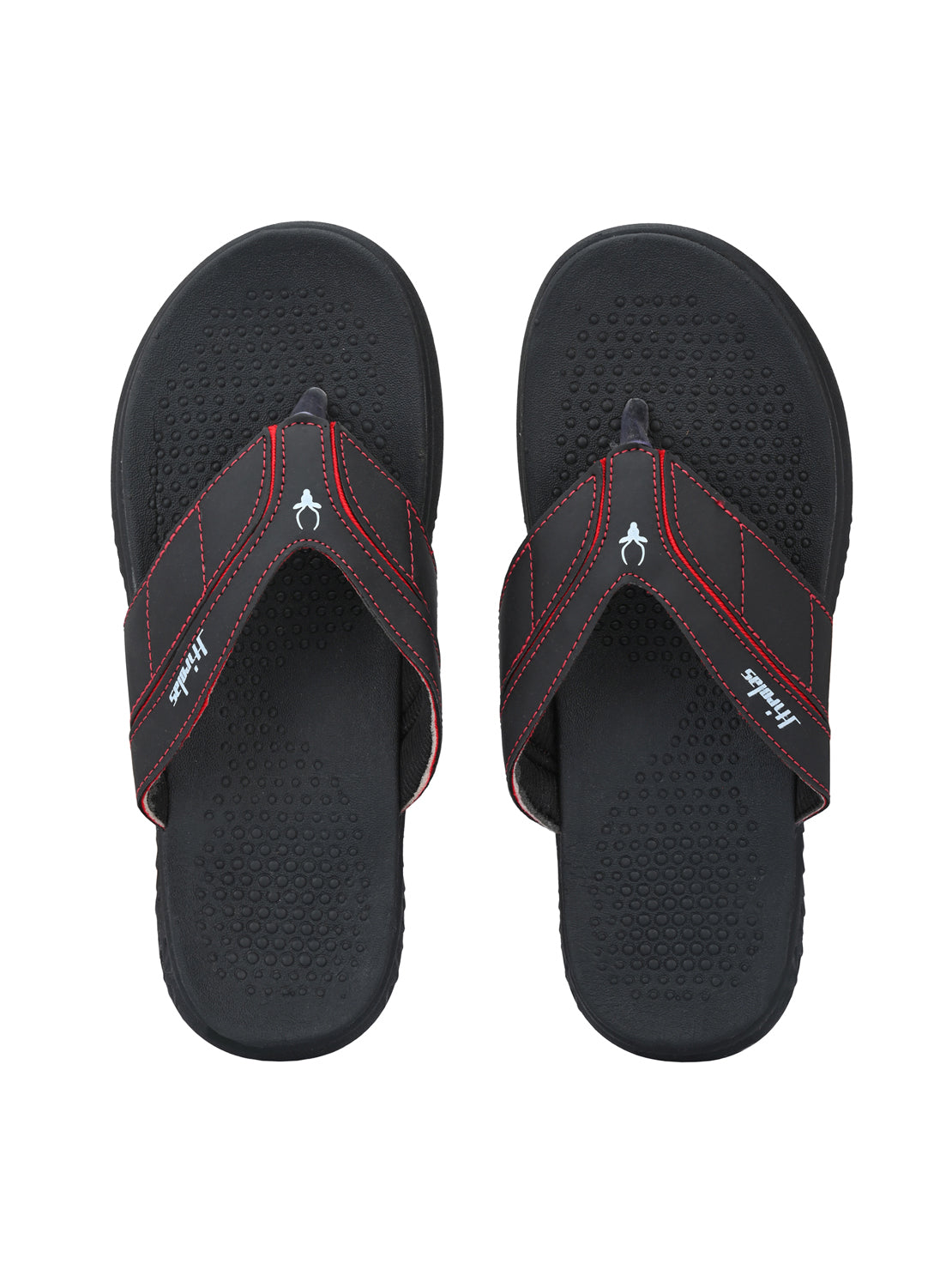 Hirolas® Men's Black/Red CLOUDWALK | Comfortable | Ultra-Soft | Light-Weight | Shock Absorbent | Bounce Back Technology | Water-Resistant Slippers (HROFF31BLR)