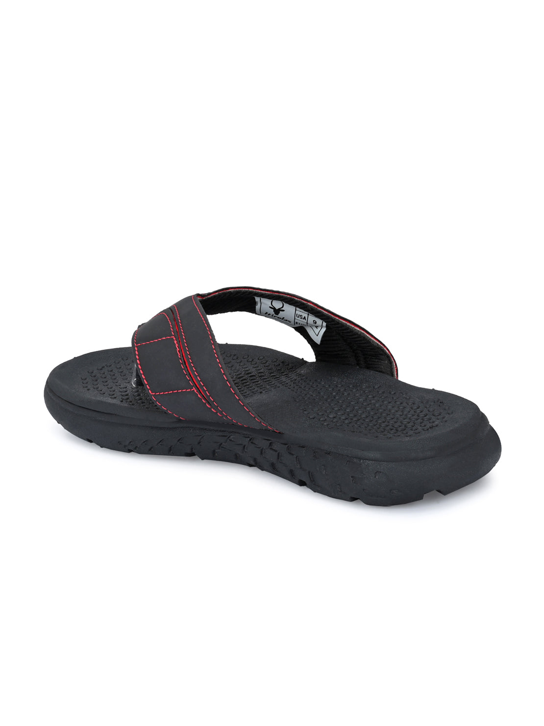 Hirolas® Men's Black/Red CLOUDWALK | Comfortable | Ultra-Soft | Light-Weight | Shock Absorbent | Bounce Back Technology | Water-Resistant Slippers (HROFF31BLR)