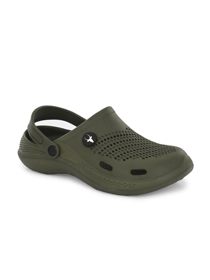 Hirolas® Men's Green Cushioned Fluffy Comfortable Slider Clogs (HROMCL06GRN)